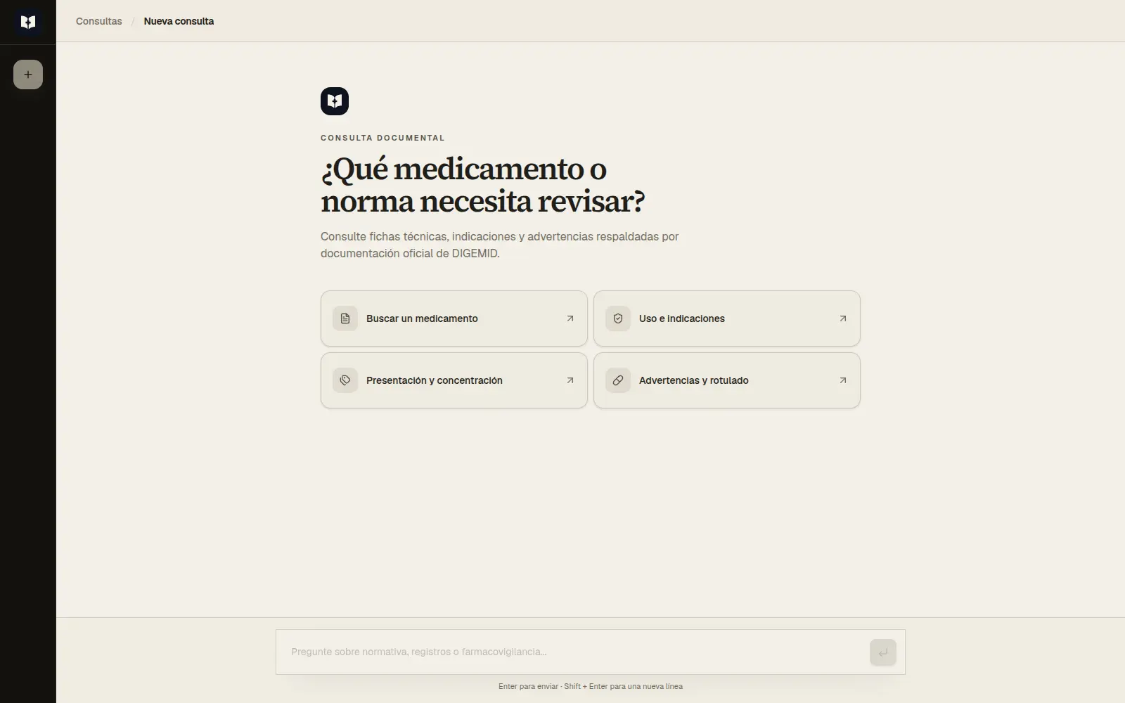 Interfaz del asistente documental RAG DIGEMID